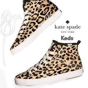 Keds x kate spade New York Kickstart Hi Leopard Calf Hair Sneakers  NWOT 7.5